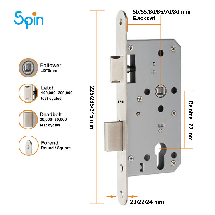 Most Popular Indonesia South Africa Long Plate Door Handle 85*45 Lock Body Mortise Aluminium Door Lock