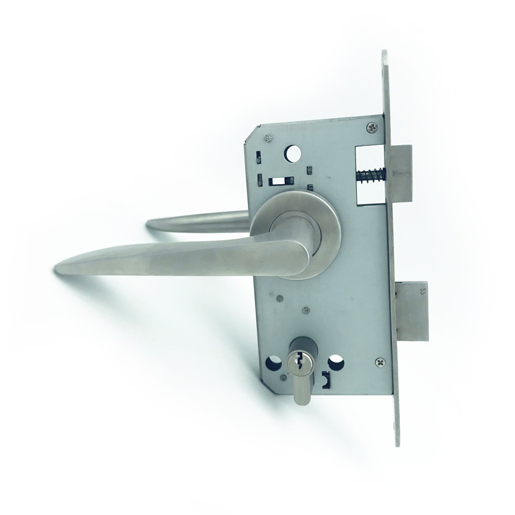 Aluminum coin line locking lock set matte black interior door handle with lever lock