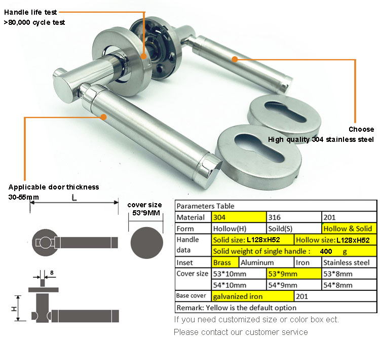 60mm privacy tubular latch lever door handle lock