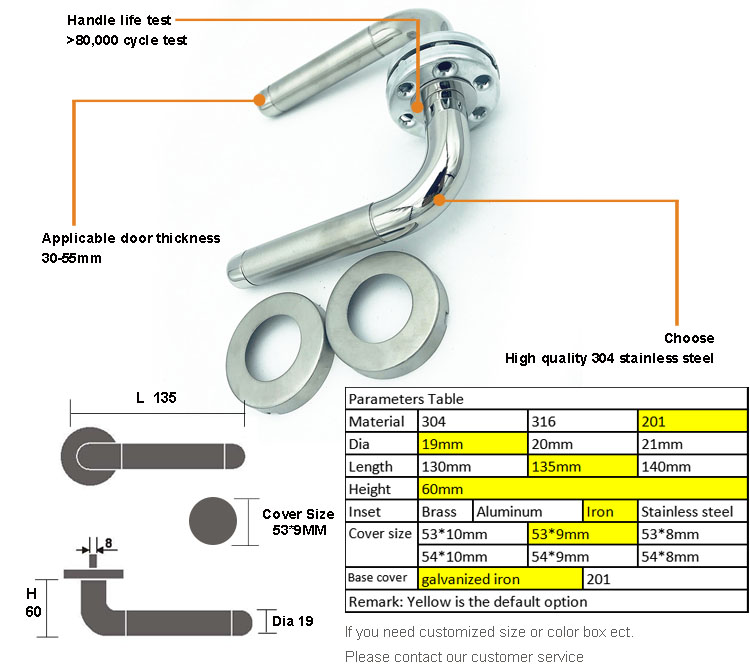 squre lock door large handle set for middle east