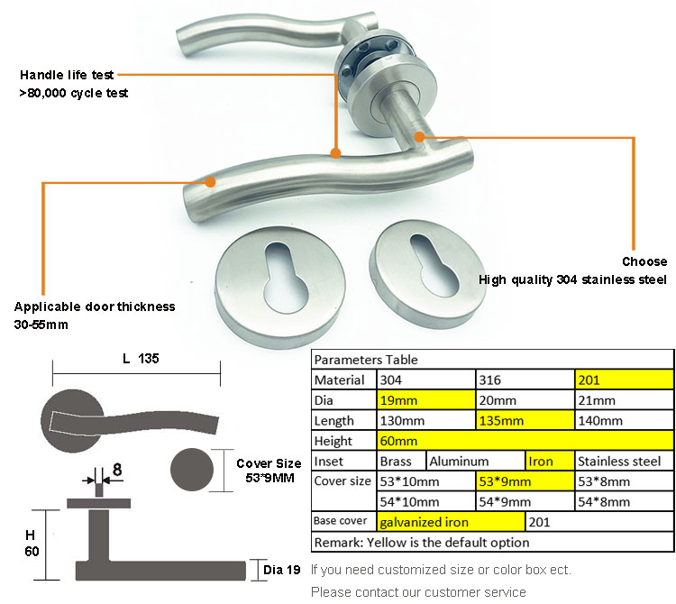 hotel bathroom tubular lever door handle door lock