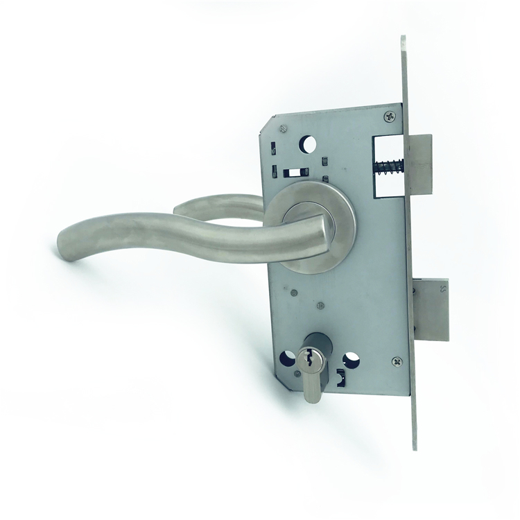 Hotel system bathroom tubular lever door handle digital finger print qr code smart locks for front wooden door