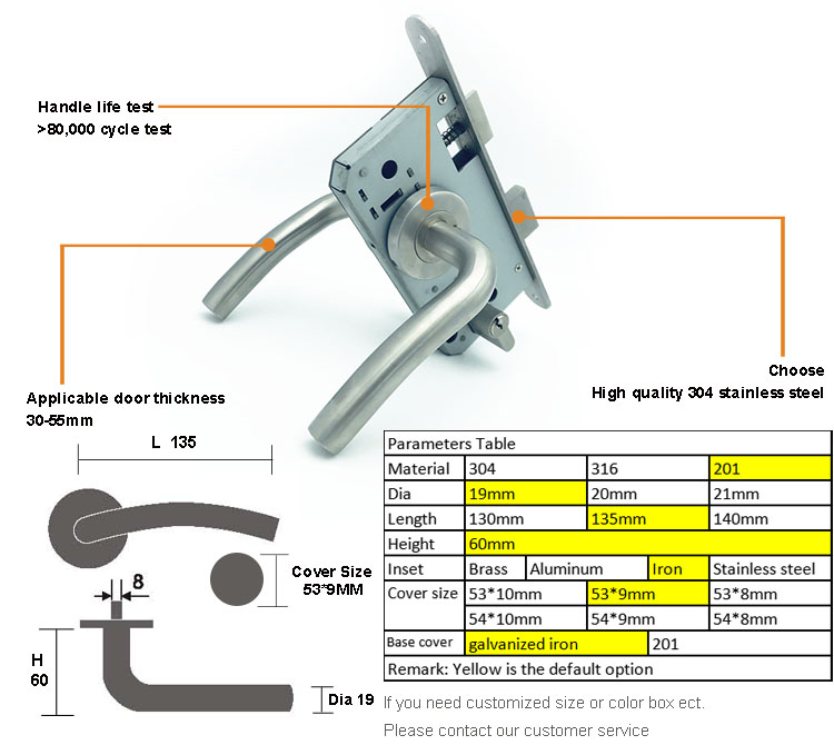 door mortise latch door locks handle with keys
