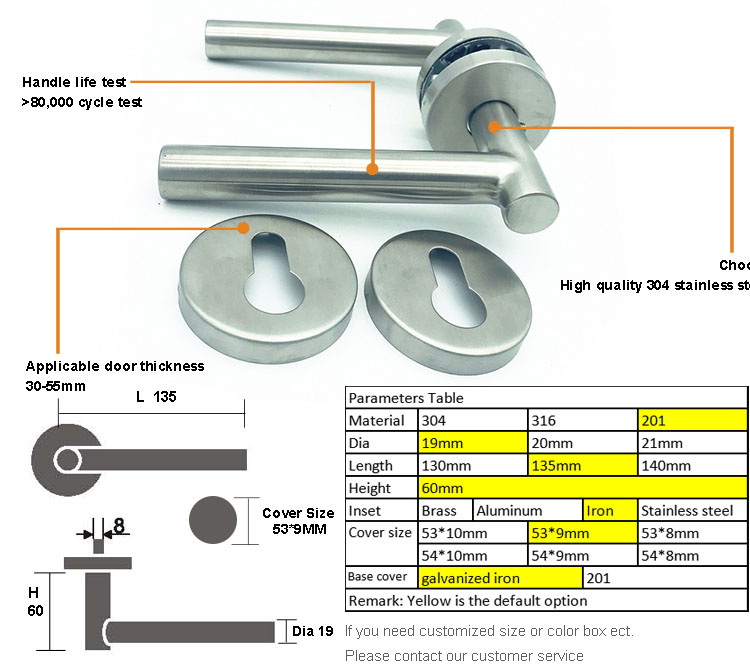 stainless steel interior lever door handle