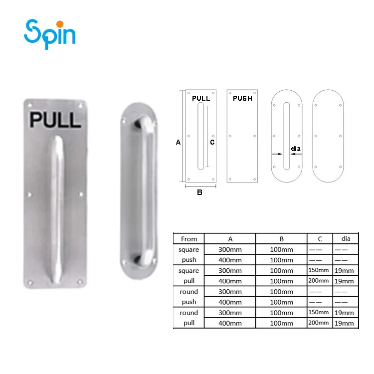 SPH23 Pull Push Handle Door Foshan Factory Low Price Door Push Plate Pull Handle on Plate